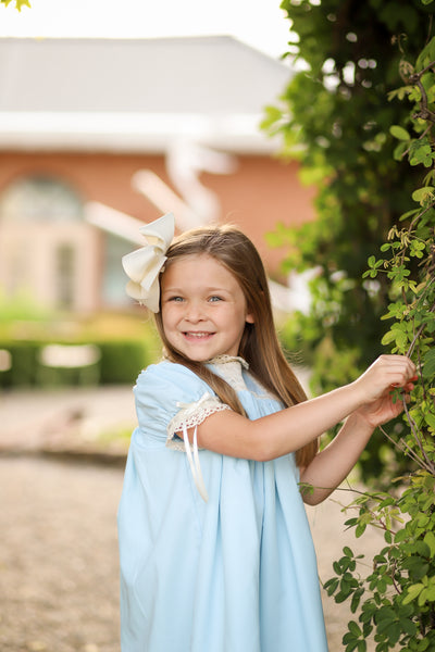 Bristol Blue Short Sleeved Heirloom Dress