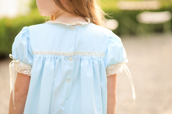 Bristol Blue Short Sleeved Heirloom Dress