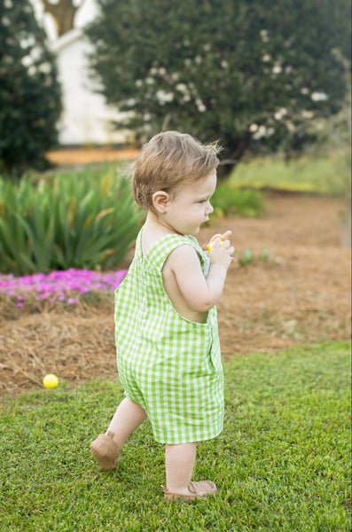 Fore! Boys' Gingham Shortall with Golf Cart Applique