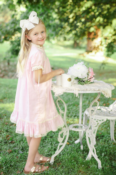 Bristol Pink Sleeved Heirloom Dress