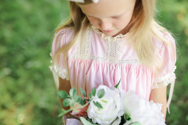 Bristol Pink Sleeved Heirloom Dress