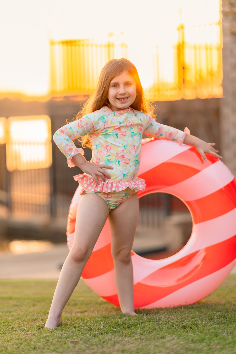 水着・ラッシュガード Lumignon Pink boarder ribbon swim wear Amazon.com: Happy Cherry Kids Girls Long Sleeve Shorts