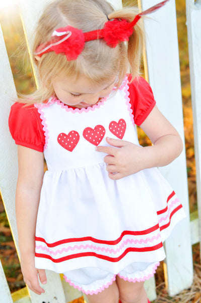 Be Mine Heart Applique Dress & Bloomer Set