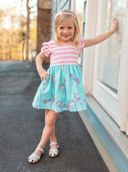 Carousel Short Sleeved Swing Dress