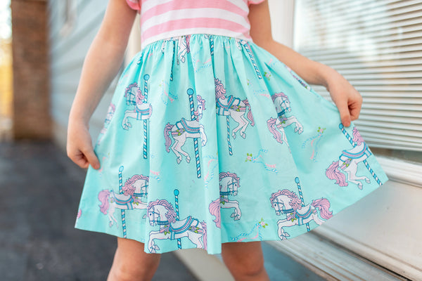 Carousel Short Sleeved Swing Dress