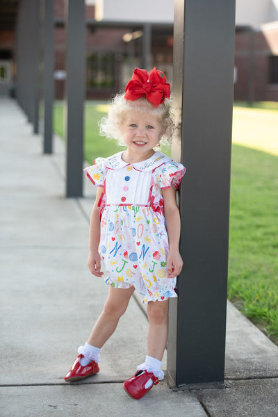ABCs & 123s Alphabet Print Embroidered Collar Bubble