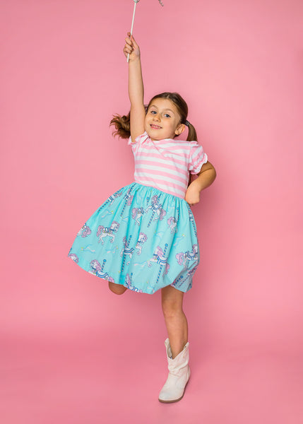 Carousel Short Sleeved Swing Dress