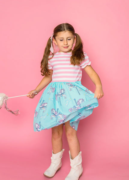 Carousel Short Sleeved Swing Dress