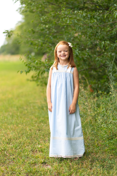 Cambridge Blue Sleeveless Heirloom Dress