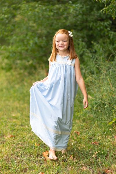 Cambridge Blue Sleeveless Heirloom Dress
