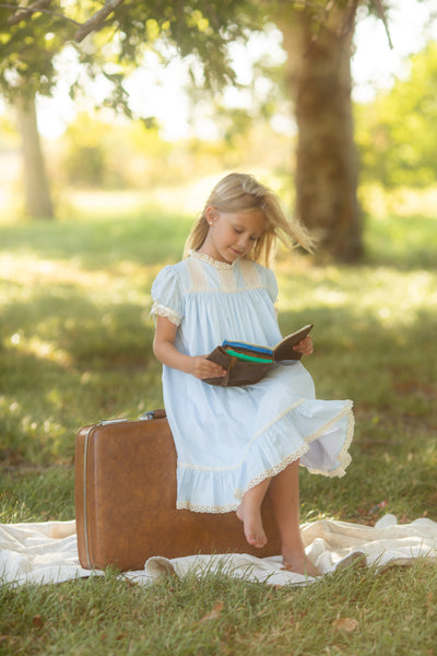 Bristol Blue Short Sleeved Heirloom Dress