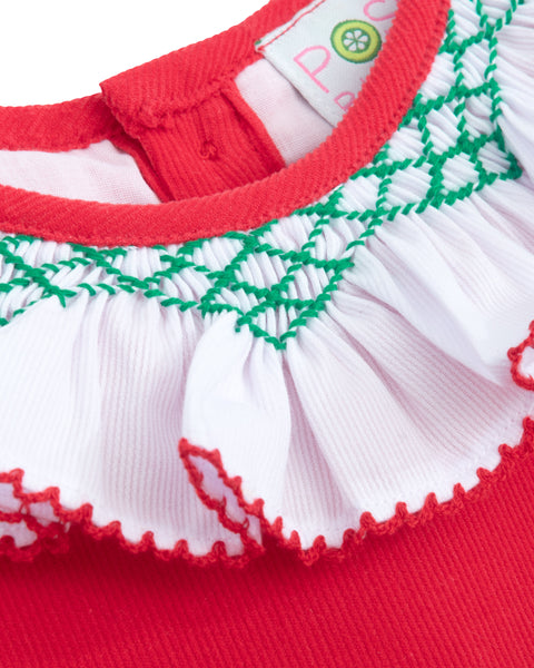 PREORDER Mistletoe Moments Smocked Corduroy Dress and Bloomer Set