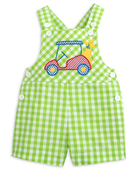 Fore! Boys' Gingham Shortall with Golf Cart Applique