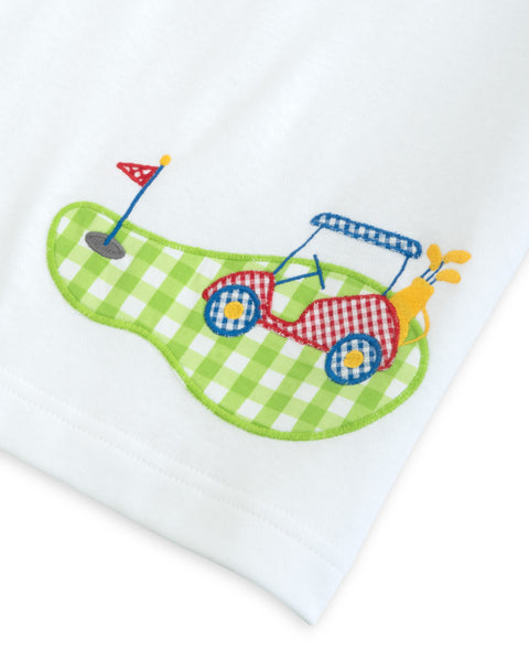Fore! Boys' Knit Appliqued Golf Cart Shirt & Gingham Shorts Set