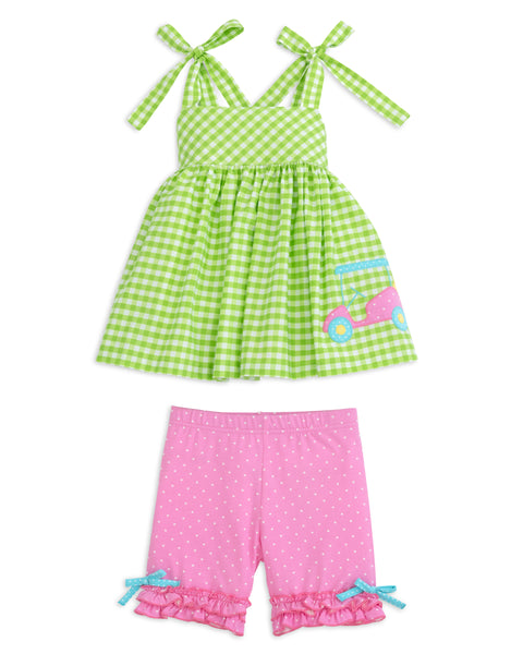 Fore! Girls' Tie Shoulder Top & Knit Shorts Set