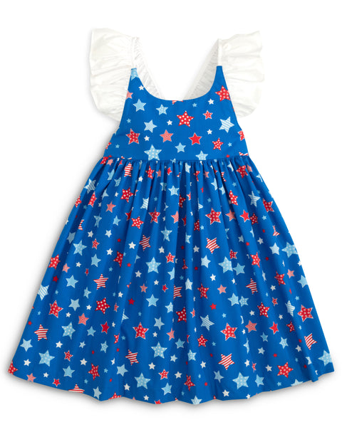 Make a Wish Star Print Tie Back Dress