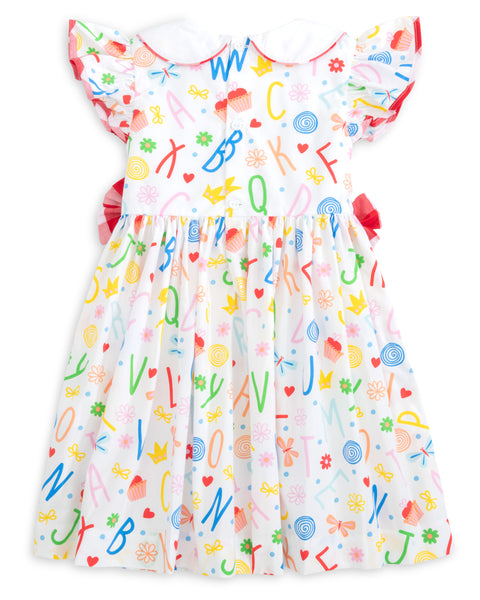 ABCs & 123s Alphabet Print Embroidered Collar Dress