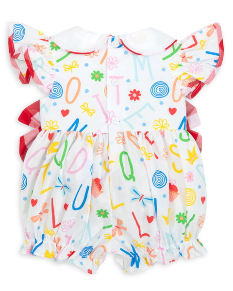 ABCs & 123s Alphabet Print Embroidered Collar Bubble