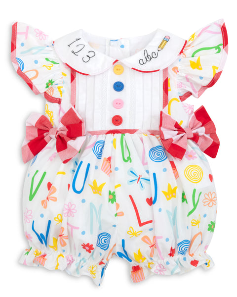 ABCs & 123s Alphabet Print Embroidered Collar Bubble