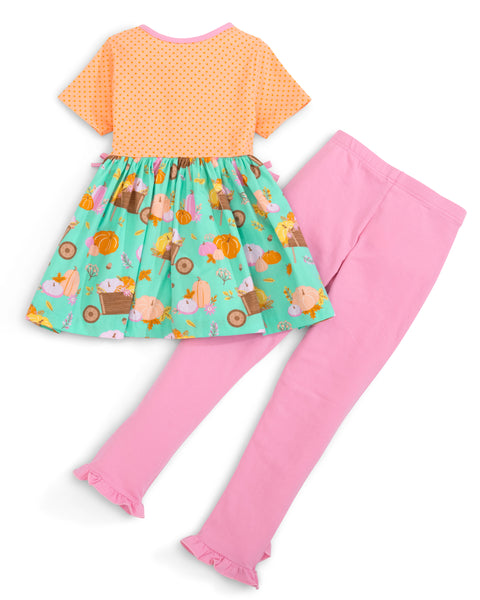 Pumpkin Harvest Girls' Fall Print Tunic and Leggings Set