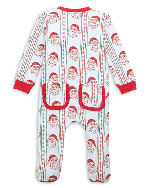 Jolly Old Saint Nick Girls' Lounge Zippie with Ruffle Trim