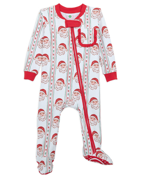 Jolly Old Saint Nick Girls' Lounge Zippie with Ruffle Trim