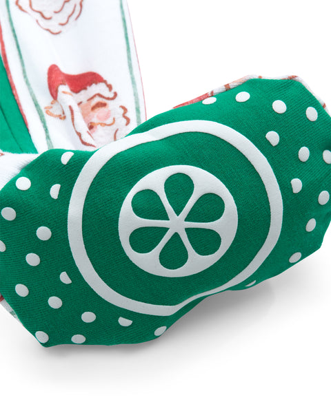 Jolly Old Saint Nick Boys' Lounge Zippie with Piping Trim