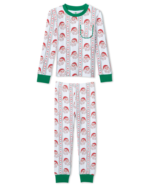 Jolly Old Saint Nick Christmas Boys' Lounge 2 Piece Set with Piping Trim
