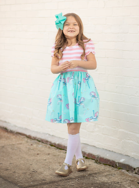 Carousel Short Sleeved Swing Dress