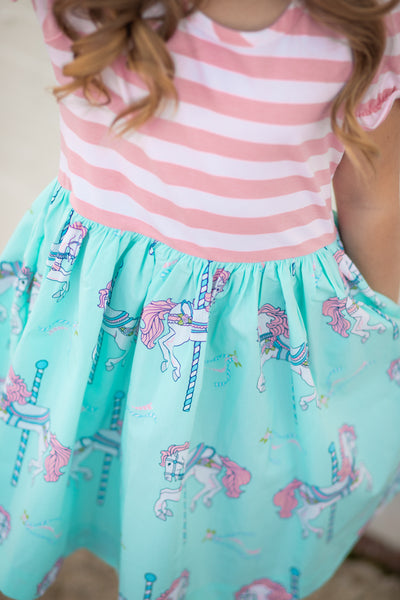 Carousel Short Sleeved Swing Dress