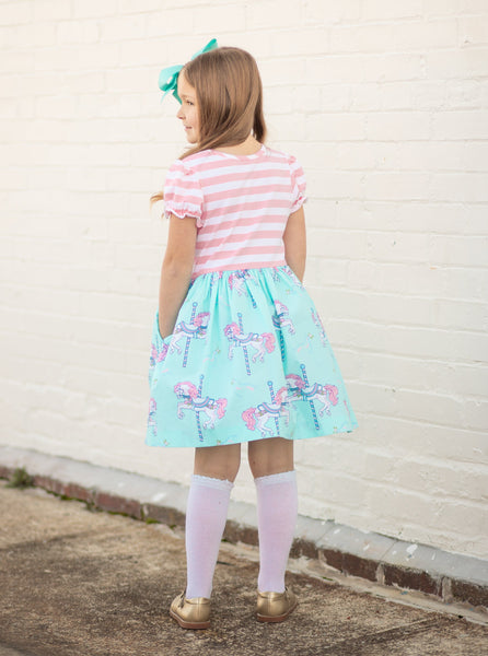 Carousel Short Sleeved Swing Dress