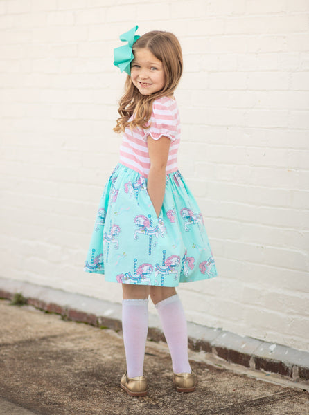 Carousel Short Sleeved Swing Dress