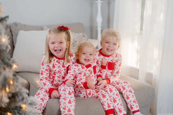 Old Fashioned Christmas Girls' Lounge 2 Piece Set with Ruffle Trim