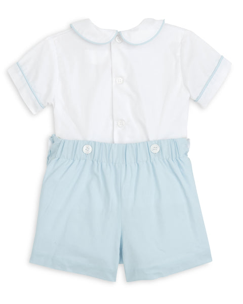 Sterling Boys Blue Heirloom Button-On Shorts Set