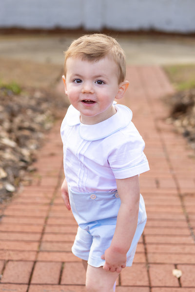 Sterling Boys Blue Heirloom Button-On Shorts Set