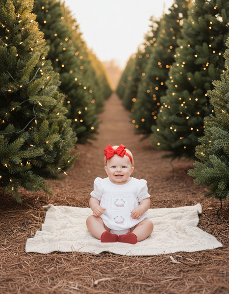 PREORDER - Pemberley Holiday Christmas Hand Embroidered White Heirloom Bubble