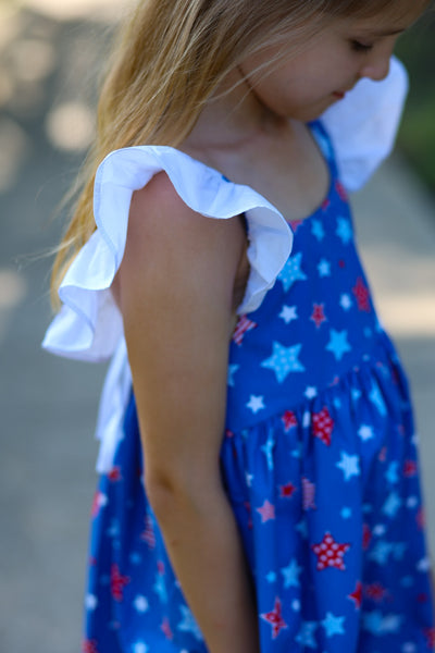 Make a Wish Star Print Tie Back Dress