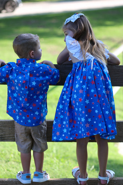 Make a Wish Star Print Tie Back Dress