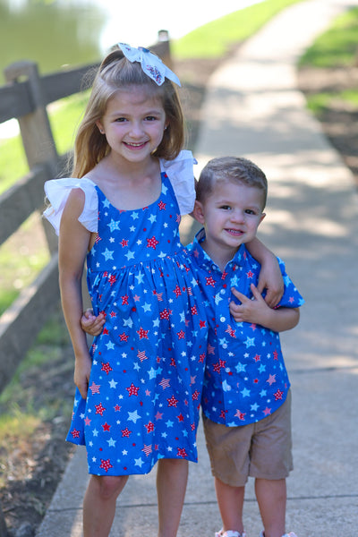 Make a Wish Star Print Tie Back Dress