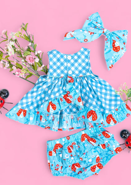 Lady Luck Lady Bug Appliquéd Swing Top & Ruffle Bloomer Set