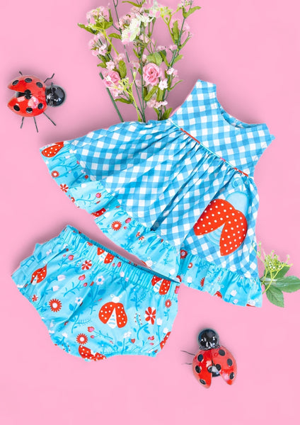 Lady Luck Lady Bug Appliquéd Swing Top & Ruffle Bloomer Set