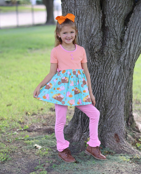 Pumpkin Harvest Girls' Fall Print Tunic and Leggings Set