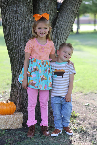 Pumpkin Harvest Girls' Fall Print Tunic and Leggings Set