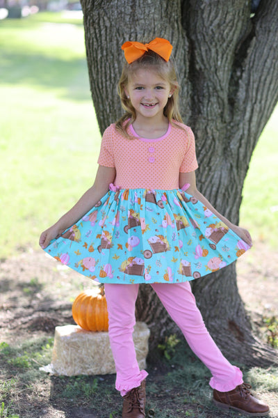 Pumpkin Harvest Girls' Fall Print Tunic and Leggings Set