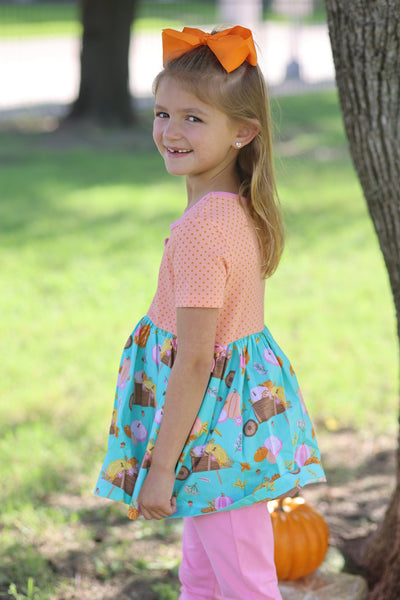 Pumpkin Harvest Girls' Fall Print Tunic and Leggings Set