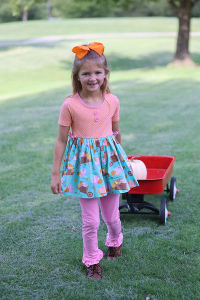 Pumpkin Harvest Girls' Fall Print Tunic and Leggings Set
