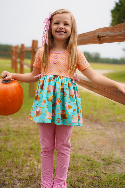 Pumpkin Harvest Girls' Fall Print Tunic and Leggings Set