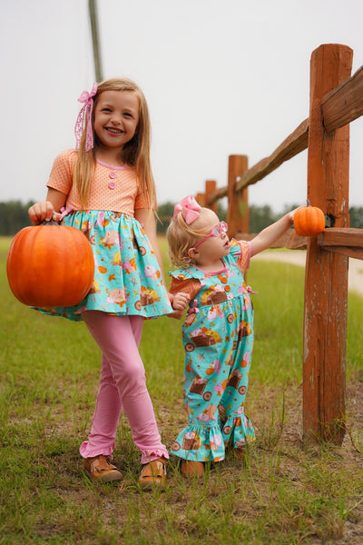 Pumpkin Harvest Girls' Fall Print Tunic and Leggings Set