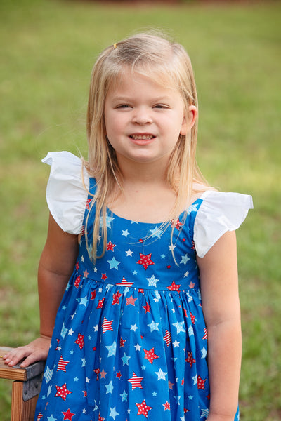 Make a Wish Star Print Tie Back Dress