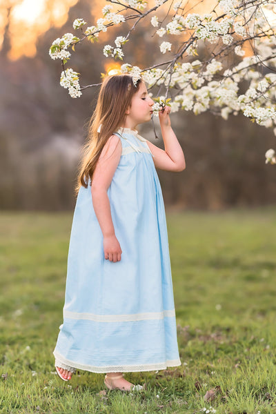 Cambridge Blue Sleeveless Heirloom Dress